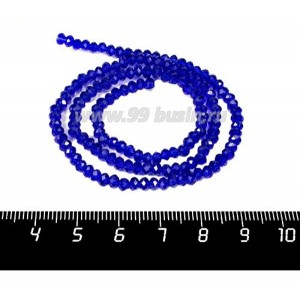 Бусины хрустальные на нити форма Рондель 3,5*2,5 мм цвет индиго, около 40 см нить/145 бусин