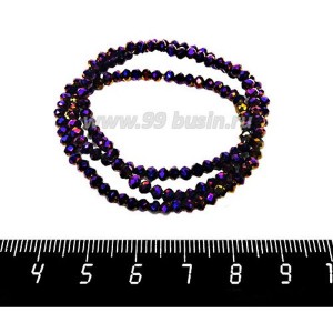 Бусины хрустальные на нити форма Рондель 3,5*2,5 мм цвет фиолетовый электрик, 37 см нить/около 135 бусин Бусины хрустальные на нити форма Рондель 3,5*2,5 мм цвет фиолетовый электрик, 37 см нить/около 135 бусин