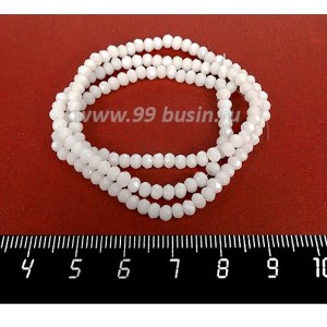 Бусины хрустальные на нити форма Рондель 3,5*2,5 мм цвет белый непрозрачный, 35 см нить/около 140 бусин