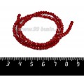 Бусины хрустальные на нити форма Рондель 3,5*2,5 мм цвет непрозрачный темно-красный, 39 см нить/около 145 бусин