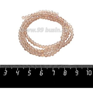 Бусины хрустальные на нити форма Рондель 3*2 мм цвет золотисто-бежевый/бензин, около 37 см нить/140 бусин