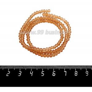 Бусины хрустальные на нити форма Рондель 3,5*2,5 мм цвет медовый, около 37 см нить/140 бусин