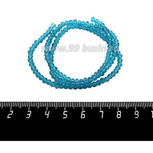 Бусины хрустальные на нити форма Рондель 3,5*2,5 мм цвет темная морская волна, около 37 см нить/140 бусин