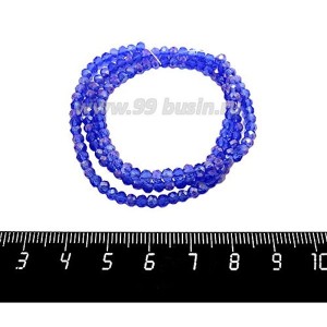 Бусины хрустальные на нити форма Рондель 3,5*2,5 мм цвет синий/бензин, около 37 см нить/140 бусин Бусины хрустальные на нити форма Рондель 3,5*2,5 мм цвет синий/бензин, около 37 см нить/140 бусин