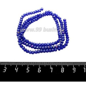 Бусины хрустальные на нити форма Рондель 3*2 мм цвет индиго/бензин, около 37 см нить/140 бусин