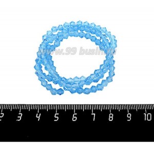 Бусина стеклянная хрустальная биконус 4 мм, яркая морская волна, длина нити около 39 см