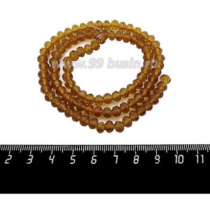 Бусина хрустальная на нити 6*4 мм, цвет коньячный около 100 штук/нить