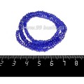 Бусины хрустальные на нити форма Рондель 3*2 мм, цвет синий/радужный 43 см нить/около 200 бусин