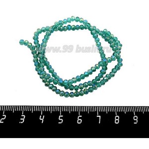 Бусины хрустальные на нити форма Рондель 3,5*2,5 мм изумрудный радужный, около 36 см нить /145 бусин Бусины хрустальные на нити форма Рондель 3,5*2,5 мм изумрудный радужный, около 36 см нить /145 бусин