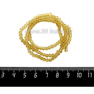 Бусины хрустальные на нити форма Рондель 3,5*2,5 мм песочный, около 39 см нить/145 бусин