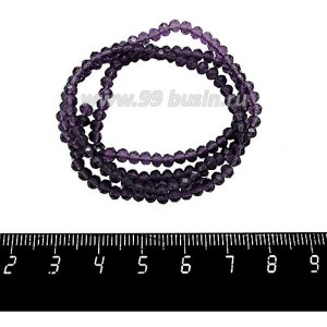 Бусины хрустальные на нити форма Рондель 3,5*2,5 мм цвет фиолетовый прозрачный 39 см нить/145 бусин Бусины хрустальные на нити форма Рондель 3,5*2,5 мм цвет фиолетовый прозрачный 39 см нить/145 бусин