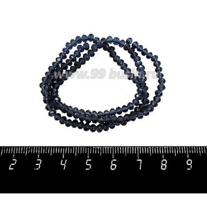 Бусины хрустальные на нити форма Рондель 3,5*2,5 мм сумеречный синий около 39 см нить/145 бусин