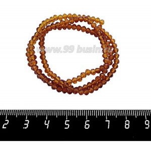 Бусины хрустальные на нити форма Рондель 3,5*2,5 мм коричневый прозрачный около 39 см нить /145 бусин