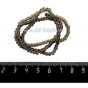 Бусины хрустальные на нити форма Рондель 3,5*2,5 мм дымчато-коричневый, около 39 см нить/145 бусин