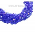 Бусина хрустальная Капля размер 8*6 мм ультрамарин/радужный, нить 25-26 см, ок.35 штук Китай