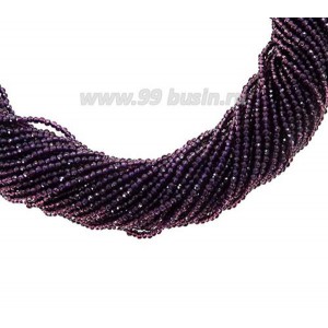 Бусины хрустальные граненые на нити 2*2 мм, фиолетовый, около 35 см нить/165 бусин