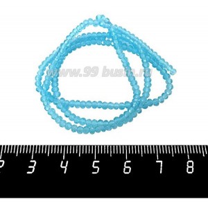 Бусины хрустальные на нити форма Рондель 2,5*1,8 мм морская волна, около 35 см нить/160 бусин