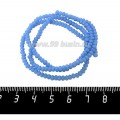 Бусины хрустальные на нити форма Рондель 3*2 мм, цвет сине-голубой 40 см нить/около 180 бусин