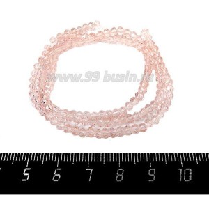 Бусины хрустальные на нити форма Рондель 3,5*2,5 мм цвет чайная роза, 39 см нить/около 145 бусин