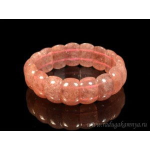 Браслет узкие выпуклые сегменты 20*11мм из клубничного кварца