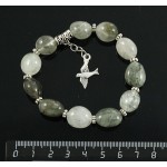 Браслет из кошачьего глаза, мятый шарик 9-12мм, с подвеской