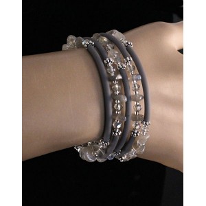 Браслет из лабрадорита, 4-5 оборотов, галтовка с трубочками