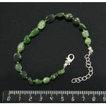 Браслет из нефрита, 19см + цепочка, овал 5-8мм