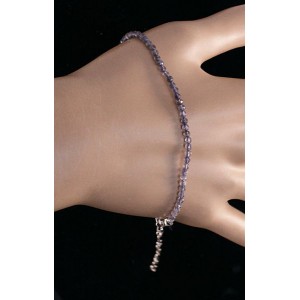 Браслет из кордиерита (иолит), 19см + цепочка, шарик гр.3-4мм