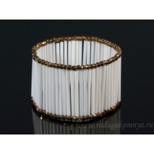 Браслет авторский палочки из чешского стекла с цирконами, белый