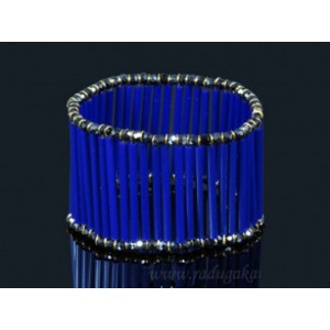 Браслет авторский палочки из чешского стекла с цирконами, синий