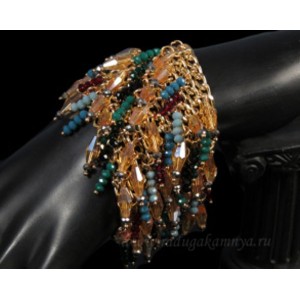 Браслет авторский с цирконами на метал.основе, 19,5см