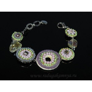 Браслет авторский с цирконами на цепочке цвет сиреневый,20см