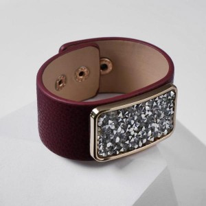 Браслет кожа "Помпеи" стразы, цвет бело-коричневый, цвет золотистый, 21 см длина 21см