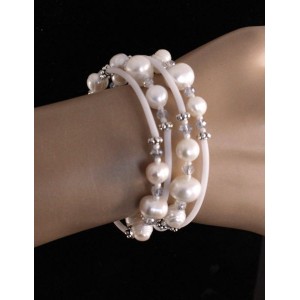 Браслет из жемчуга 7-9мм, 3-4 оборота, с трубочками