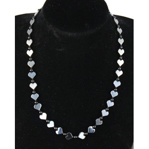 Бусы из гематита (сердечки) и агата черного (шарик 5мм)