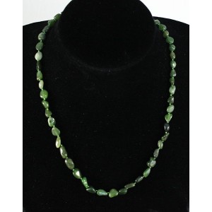 Бусы из нефрита, 48см + цепочка, овал 5-8мм