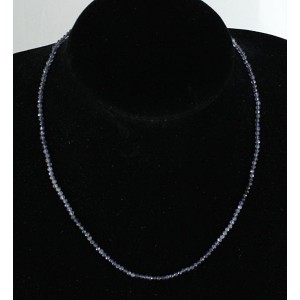 Бусы из кордиерита (иолит), 42см + цепочка, шарик гр.3-4мм