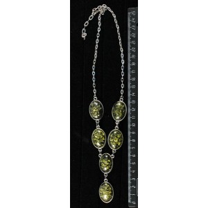 Колье из янтаря иск., цвет зеленый, "6 овалов", камень 25х18мм