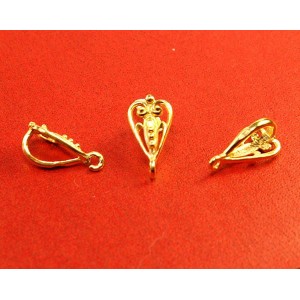 C925 Держатель для кулона Ажурное сердце 16*8*8 мм позолоченное (0,45 мк) 1 штука