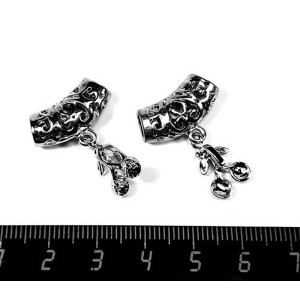 Бейл Виньетка с держателем для кулона в форме вишенок, цвет никель 20*27 мм 1 штука Бейл Виньетка с держателем для кулона в форме вишенок, цвет никель 20*27 мм 1 штука