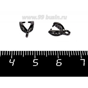 Держатель для кулона Премиум Лодочка с микроцирконами 10*3 мм черное родирование 1 штука Держатель для кулона Премиум Лодочка с микроцирконами 10*3 мм черное родирование 1 штука