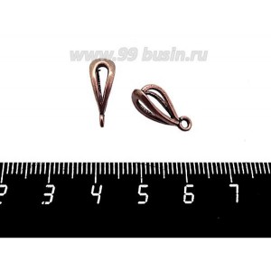Держатель ювелирный для кулона с петелькой №49, размер 17*5 мм покрытие старая медь 1 штука