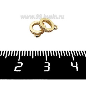 Бейл Премиум Кольцо с цирконами 9,5*7,5 мм, внутреннее отверстие - 4,5 мм, позолота 1 штука