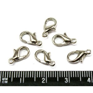 Замок карабин 12*6 мм Литой никель без колечек 10 шт/упак Замок карабин 12*6 мм Литой никель без колечек 10 шт/упак