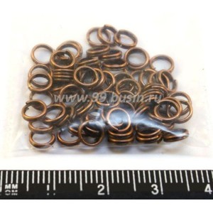Колечки металлические двойная крутка 5 мм Старая медь 70 штук/упаковка