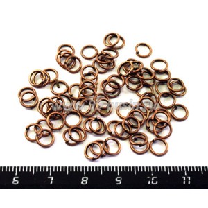 Колечки металлические разъемные 6*1 мм Старая медь 75 штук/упаковка