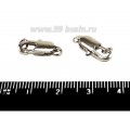 Замочек - лобстер 12 мм с неразъёмными колечками, цвет никель 1 штука