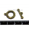 Застёжка - Тогл № 33  кольцо-завитки,  14*17,  17*6 мм (палочка), цвет бронза, 2 набора/упаковка