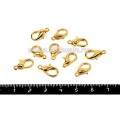 Замок карабин 15*8 мм Литой, цвет золото 10 шт/упак