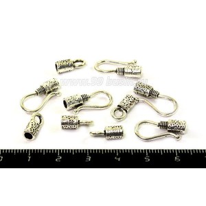 Замок-крючок "Фактурный" с колпачками для вклейки шнура 3 мм, цвет старое серебро 5 наборов/упаковка Замок-крючок "Фактурный" с колпачками для вклейки шнура 3 мм, цвет старое серебро 5 наборов/упаковка